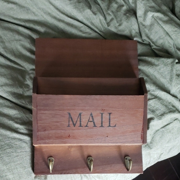Other - Rustic Brown Mail Organizer with Hooks
